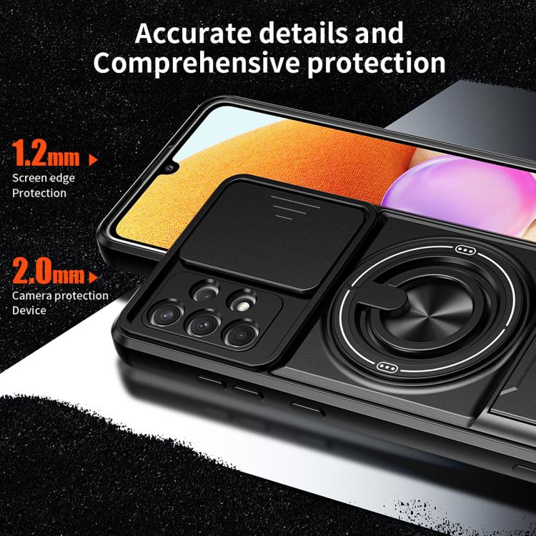 Custodia per telefono multifunzionale magnetica antiurto con finestra scorrevole per obiettivo., For Galaxy A32 4G, For Galaxy A72 4G / 5G, For Galaxy A52 5G