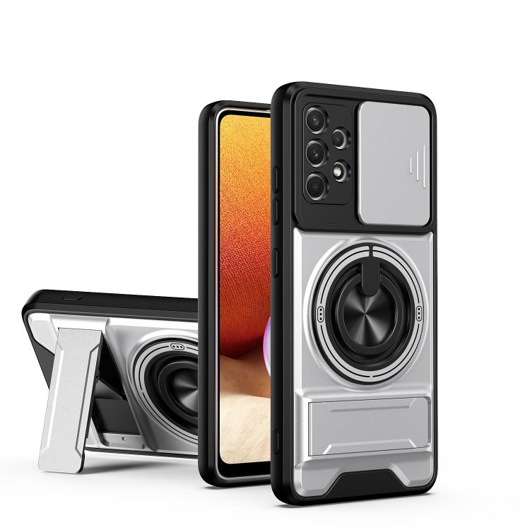 Custodia per telefono multifunzionale magnetica antiurto con finestra scorrevole per obiettivo., For Galaxy A32 4G, For Galaxy A72 4G / 5G, For Galaxy A52 5G