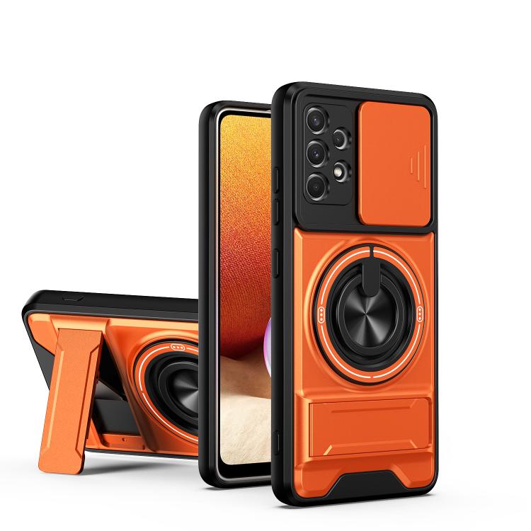 Custodia per telefono multifunzionale magnetica antiurto con finestra scorrevole per obiettivo., For Galaxy A32 4G, For Galaxy A72 4G / 5G, For Galaxy A52 5G