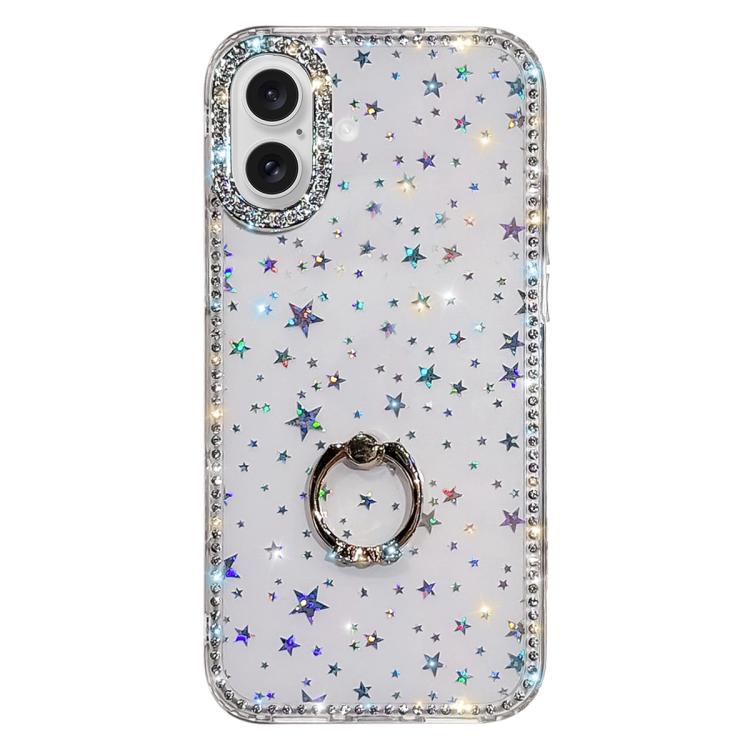 Porta anelli con strass, custodia per telefono ibrida IMD PC TPU a doppio lato, For iPhone 16 Pro Max, For iPhone 16 Pro, For iPhone 16 Plus, For iPhone 16