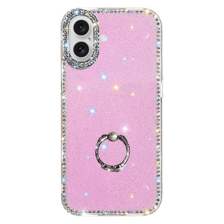 Porta anelli con strass, custodia per telefono ibrida IMD PC TPU a doppio lato, For iPhone 16 Pro Max, For iPhone 16 Pro, For iPhone 16 Plus, For iPhone 16