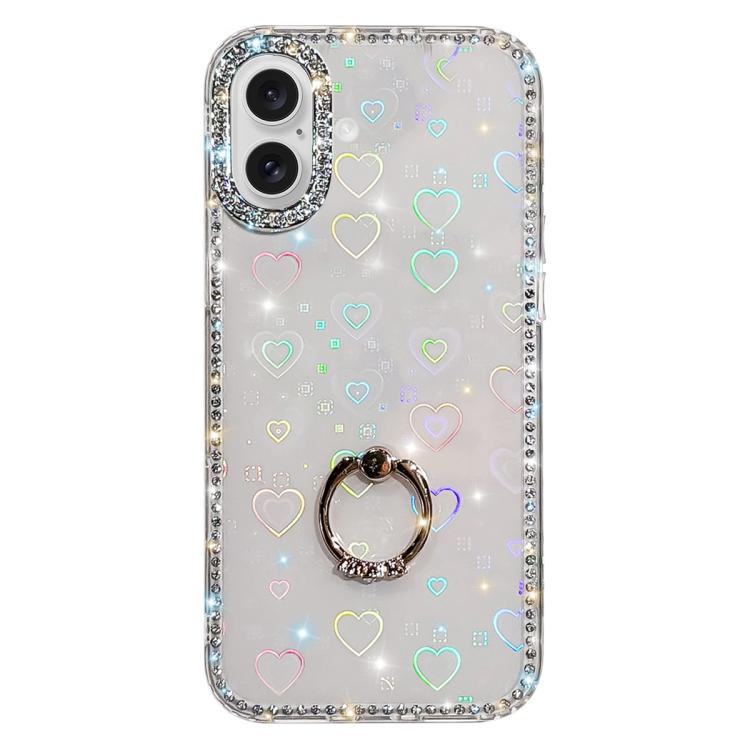 Porta anelli con strass, custodia per telefono ibrida IMD PC TPU a doppio lato, For iPhone 16 Pro Max, For iPhone 16 Pro, For iPhone 16 Plus, For iPhone 16
