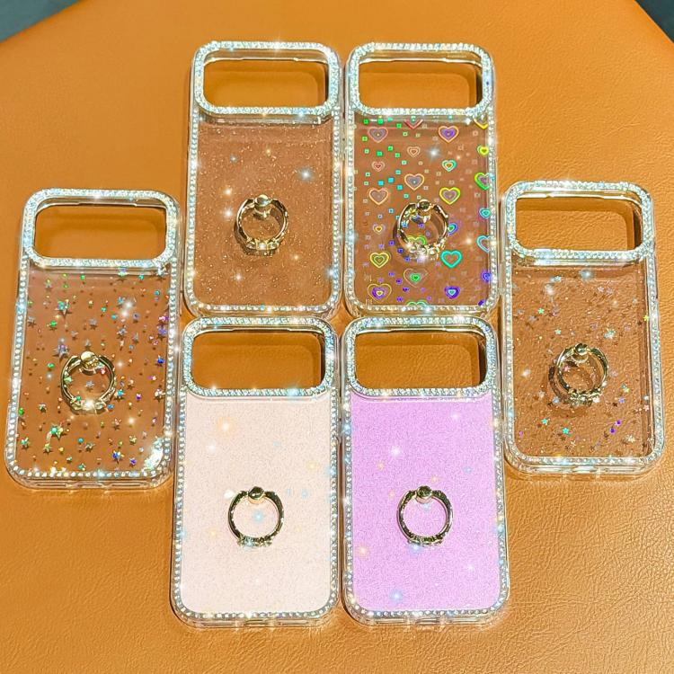 Porta anelli con strass, custodia per telefono ibrida IMD PC TPU a doppio lato, For iPhone 16 Pro Max, For iPhone 16 Pro, For iPhone 16 Plus, For iPhone 16