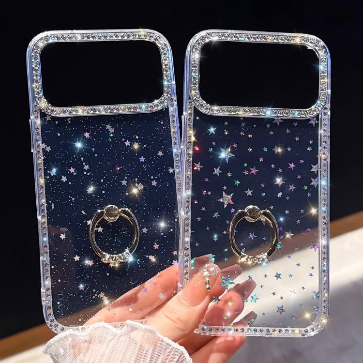 Porta anelli con strass, custodia per telefono ibrida IMD PC TPU a doppio lato, For iPhone 15 Pro Max, For iPhone 15 Pro, For iPhone 15, For iPhone 14