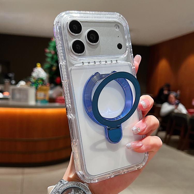 Custodia magnetica trasparente in metallo con supporto girevole per telefono., For iPhone 17 Pro Max, For iPhone 17 Pro