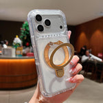 Custodia magnetica trasparente in metallo con supporto girevole per telefono., For iPhone 17 Pro Max, For iPhone 17 Pro