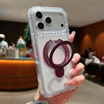 Custodia magnetica trasparente in metallo con supporto girevole per telefono., For iPhone 17 Pro Max, For iPhone 17 Pro