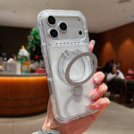 Custodia magnetica trasparente in metallo con supporto girevole per telefono., For iPhone 17 Pro Max, For iPhone 17 Pro