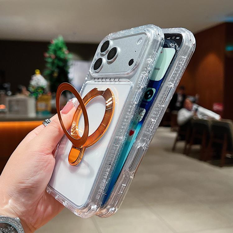 Custodia magnetica trasparente in metallo con supporto girevole per telefono., For iPhone 17 Pro Max, For iPhone 17 Pro