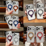 Custodia magnetica trasparente in metallo con supporto girevole per telefono., For iPhone 17 Pro Max, For iPhone 17 Pro
