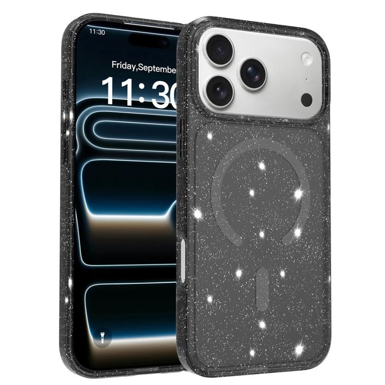 Custodia per telefono ibrida in PC e TPU con glitter trasparenti e magneti, For iPhone 17 Pro Max, For iPhone 17 Pro, For iPhone 17, For iPhone Air, For iPhone 16 Pro Max, For iPhone 16 Pro, For iPhone 16 Plus, For iPhone 16