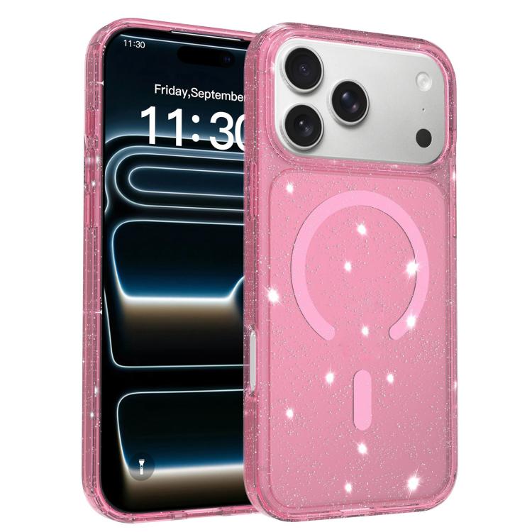 Custodia per telefono ibrida in PC e TPU con glitter trasparenti e magneti, For iPhone 17 Pro Max, For iPhone 17 Pro, For iPhone 17, For iPhone Air, For iPhone 16 Pro Max, For iPhone 16 Pro, For iPhone 16 Plus, For iPhone 16