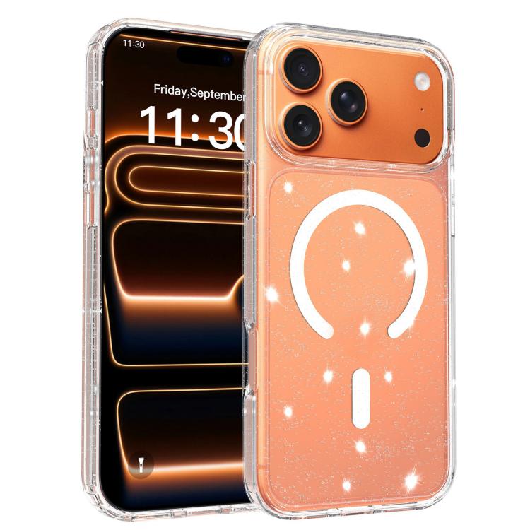 Custodia per telefono ibrida in PC e TPU con glitter trasparenti e magneti, For iPhone 17 Pro Max, For iPhone 17 Pro, For iPhone 17, For iPhone Air, For iPhone 16 Pro Max, For iPhone 16 Pro, For iPhone 16 Plus, For iPhone 16