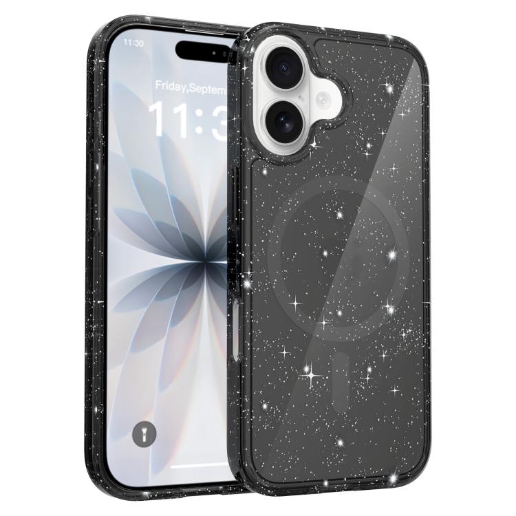 Custodia per telefono ibrida in PC e TPU con glitter trasparenti e magneti, For iPhone 17 Pro Max, For iPhone 17 Pro, For iPhone 17, For iPhone Air, For iPhone 16 Pro Max, For iPhone 16 Pro, For iPhone 16 Plus, For iPhone 16