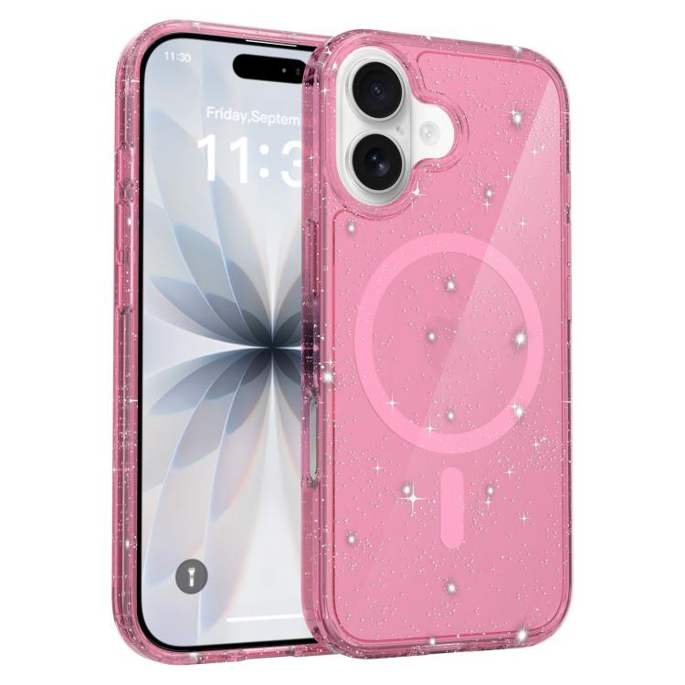 Custodia per telefono ibrida in PC e TPU con glitter trasparenti e magneti, For iPhone 17 Pro Max, For iPhone 17 Pro, For iPhone 17, For iPhone Air, For iPhone 16 Pro Max, For iPhone 16 Pro, For iPhone 16 Plus, For iPhone 16