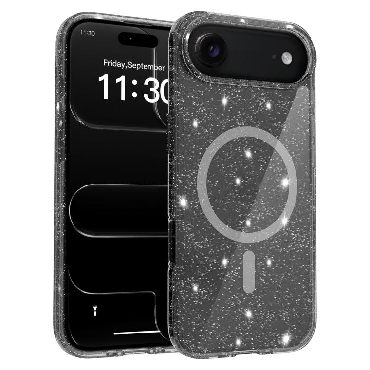 Custodia per telefono ibrida in PC e TPU con glitter trasparenti e magneti, For iPhone 17 Pro Max, For iPhone 17 Pro, For iPhone 17, For iPhone Air, For iPhone 16 Pro Max, For iPhone 16 Pro, For iPhone 16 Plus, For iPhone 16