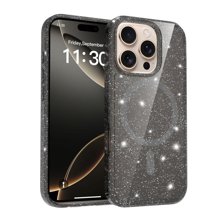 Custodia per telefono ibrida in PC e TPU con glitter trasparenti e magneti, For iPhone 17 Pro Max, For iPhone 17 Pro, For iPhone 17, For iPhone Air, For iPhone 16 Pro Max, For iPhone 16 Pro, For iPhone 16 Plus, For iPhone 16
