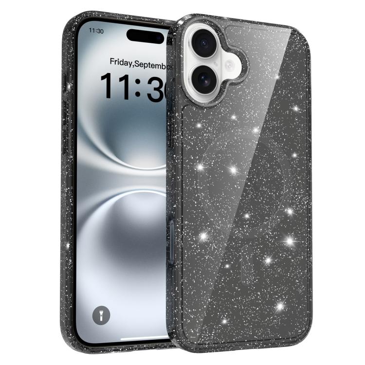 Custodia per telefono ibrida in PC e TPU con glitter trasparenti e magneti, For iPhone 17 Pro Max, For iPhone 17 Pro, For iPhone 17, For iPhone Air, For iPhone 16 Pro Max, For iPhone 16 Pro, For iPhone 16 Plus, For iPhone 16
