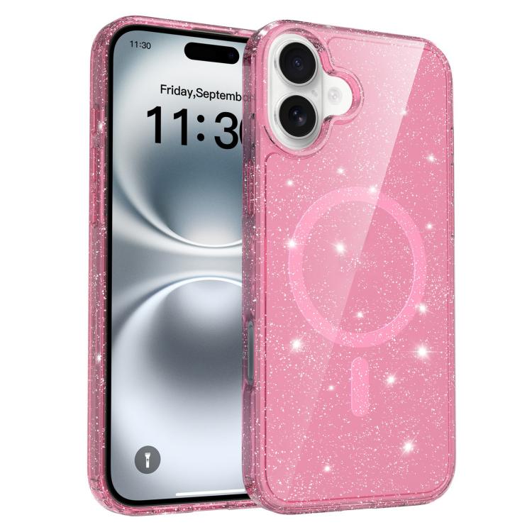 Custodia per telefono ibrida in PC e TPU con glitter trasparenti e magneti, For iPhone 17 Pro Max, For iPhone 17 Pro, For iPhone 17, For iPhone Air, For iPhone 16 Pro Max, For iPhone 16 Pro, For iPhone 16 Plus, For iPhone 16