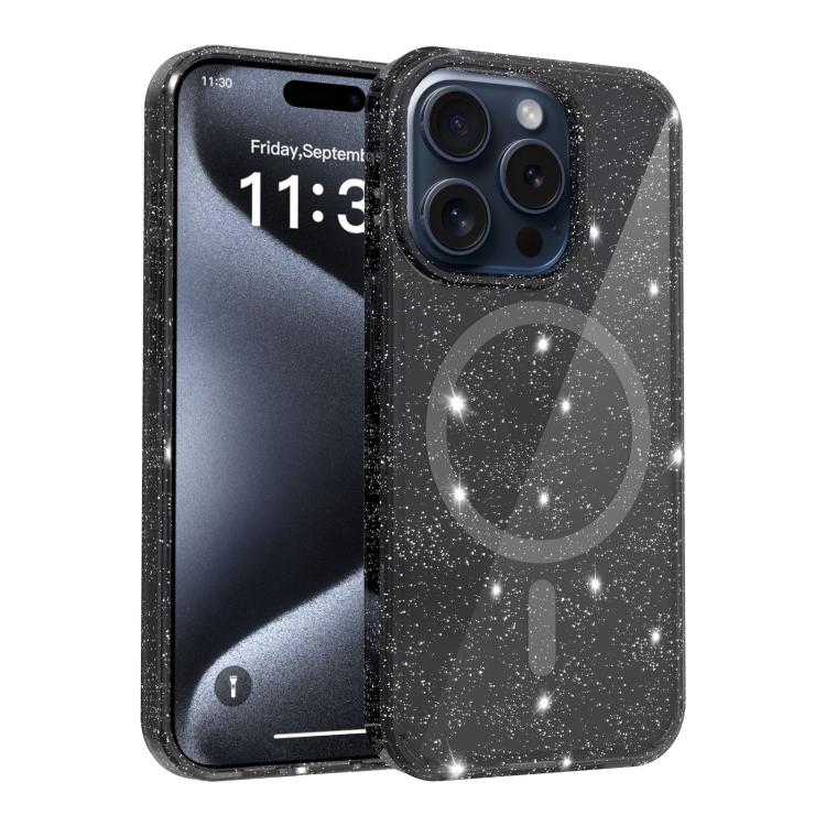 Custodia per telefono ibrida in PC e TPU con glitter trasparenti e magneti, For iPhone 15 Pro Max, For iPhone 15 Pro, For iPhone 15 Plus / 14 Plus, For iPhone 15, For iPhone 14 / 13, For iPhone 14 Pro, For iPhone 14 Pro Max, For iPhone 13 Pro Max
