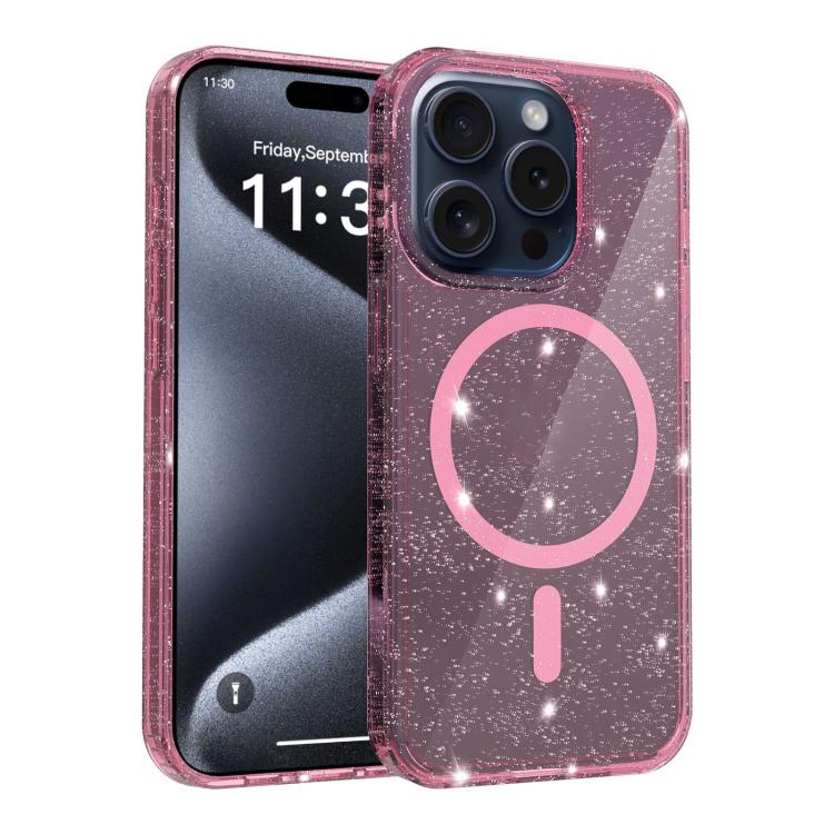 Custodia per telefono ibrida in PC e TPU con glitter trasparenti e magneti, For iPhone 15 Pro Max, For iPhone 15 Pro, For iPhone 15 Plus / 14 Plus, For iPhone 15, For iPhone 14 / 13, For iPhone 14 Pro, For iPhone 14 Pro Max, For iPhone 13 Pro Max