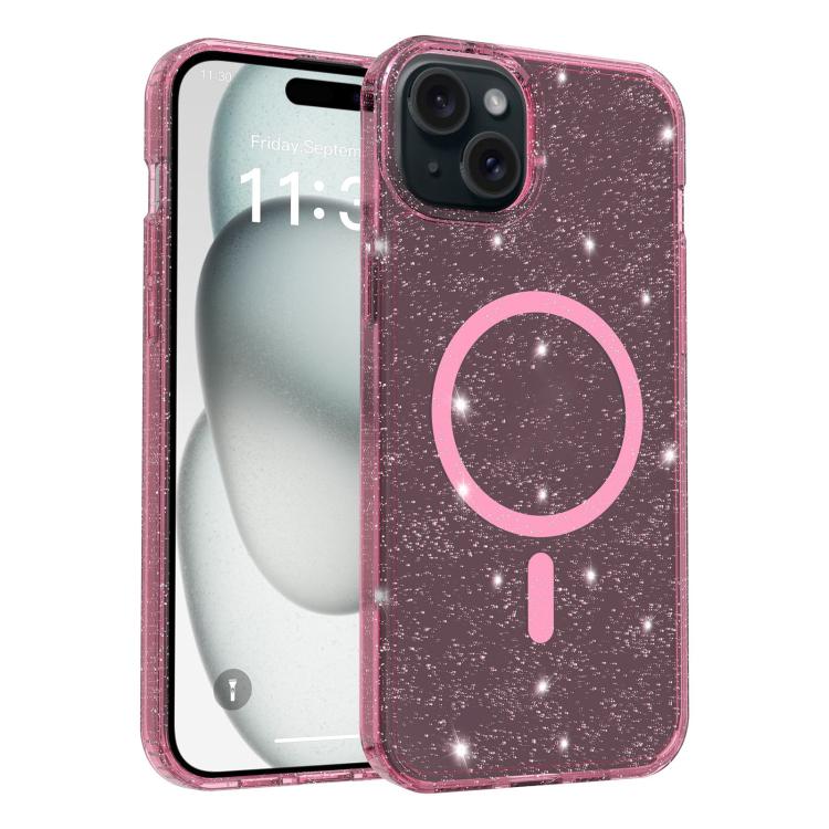 Custodia per telefono ibrida in PC e TPU con glitter trasparenti e magneti, For iPhone 15 Pro Max, For iPhone 15 Pro, For iPhone 15 Plus / 14 Plus, For iPhone 15, For iPhone 14 / 13, For iPhone 14 Pro, For iPhone 14 Pro Max, For iPhone 13 Pro Max
