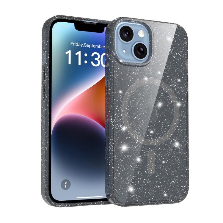 Custodia per telefono ibrida in PC e TPU con glitter trasparenti e magneti, For iPhone 15 Pro Max, For iPhone 15 Pro, For iPhone 15 Plus / 14 Plus, For iPhone 15, For iPhone 14 / 13, For iPhone 14 Pro, For iPhone 14 Pro Max, For iPhone 13 Pro Max