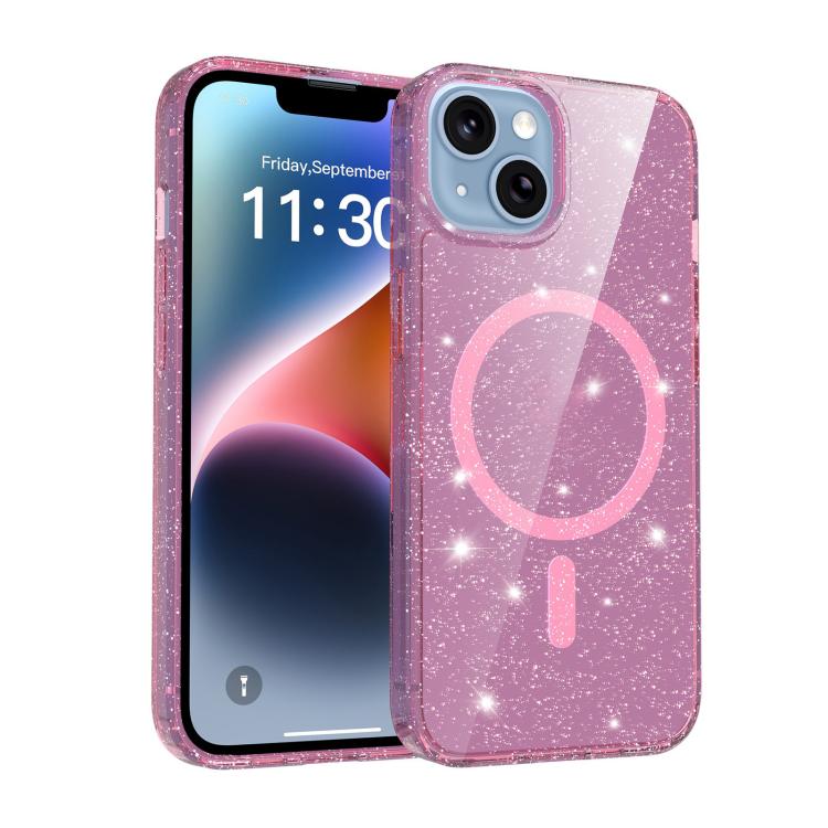 Custodia per telefono ibrida in PC e TPU con glitter trasparenti e magneti, For iPhone 15 Pro Max, For iPhone 15 Pro, For iPhone 15 Plus / 14 Plus, For iPhone 15, For iPhone 14 / 13, For iPhone 14 Pro, For iPhone 14 Pro Max, For iPhone 13 Pro Max