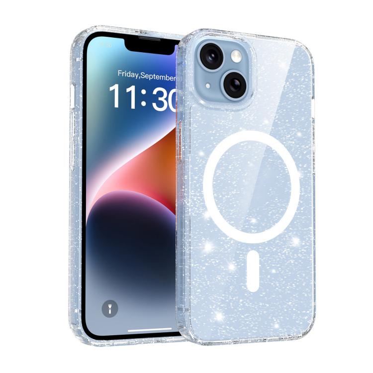 Custodia per telefono ibrida in PC e TPU con glitter trasparenti e magneti, For iPhone 15 Pro Max, For iPhone 15 Pro, For iPhone 15 Plus / 14 Plus, For iPhone 15, For iPhone 14 / 13, For iPhone 14 Pro, For iPhone 14 Pro Max, For iPhone 13 Pro Max
