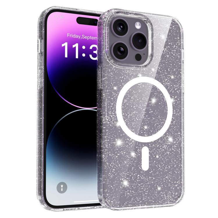 Custodia per telefono ibrida in PC e TPU con glitter trasparenti e magneti, For iPhone 15 Pro Max, For iPhone 15 Pro, For iPhone 15 Plus / 14 Plus, For iPhone 15, For iPhone 14 / 13, For iPhone 14 Pro, For iPhone 14 Pro Max, For iPhone 13 Pro Max