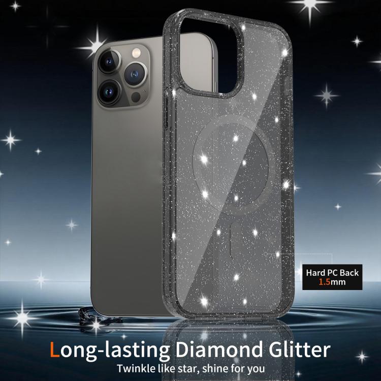 Custodia per telefono ibrida in PC e TPU con glitter trasparenti e magneti, For iPhone 13 Pro, For iPhone 12, For iPhone 12 Pro Max, For iPhone 12 Pro