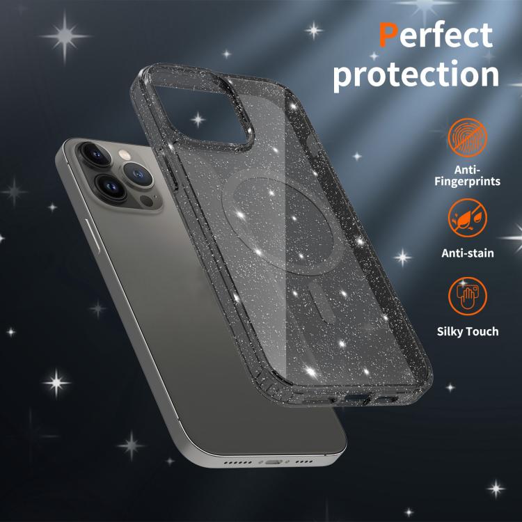 Custodia per telefono ibrida in PC e TPU con glitter trasparenti e magneti, For iPhone 13 Pro, For iPhone 12, For iPhone 12 Pro Max, For iPhone 12 Pro