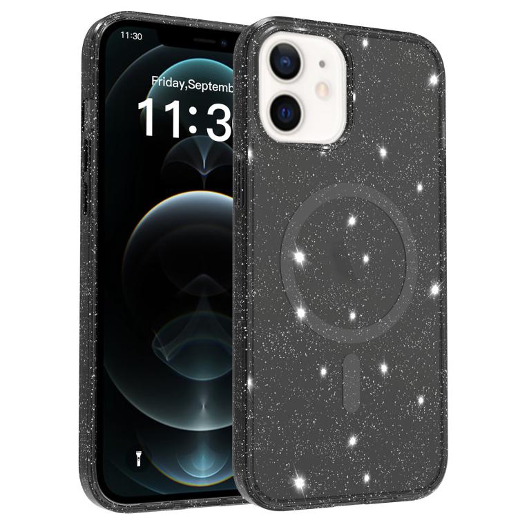 Custodia per telefono ibrida in PC e TPU con glitter trasparenti e magneti, For iPhone 13 Pro, For iPhone 12, For iPhone 12 Pro Max, For iPhone 12 Pro