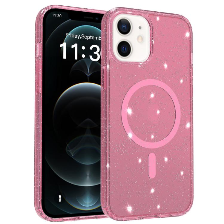 Custodia per telefono ibrida in PC e TPU con glitter trasparenti e magneti, For iPhone 13 Pro, For iPhone 12, For iPhone 12 Pro Max, For iPhone 12 Pro