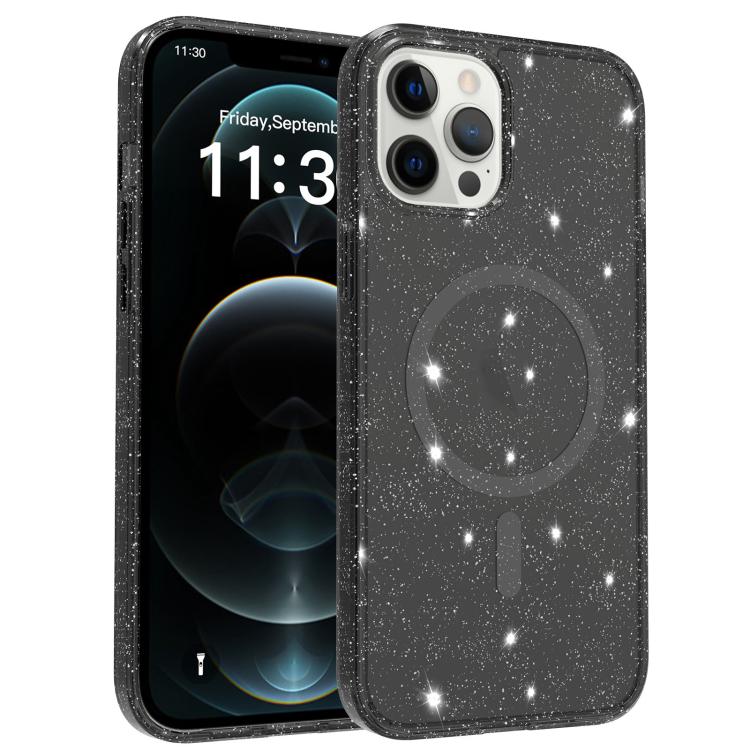 Custodia per telefono ibrida in PC e TPU con glitter trasparenti e magneti, For iPhone 13 Pro, For iPhone 12, For iPhone 12 Pro Max, For iPhone 12 Pro