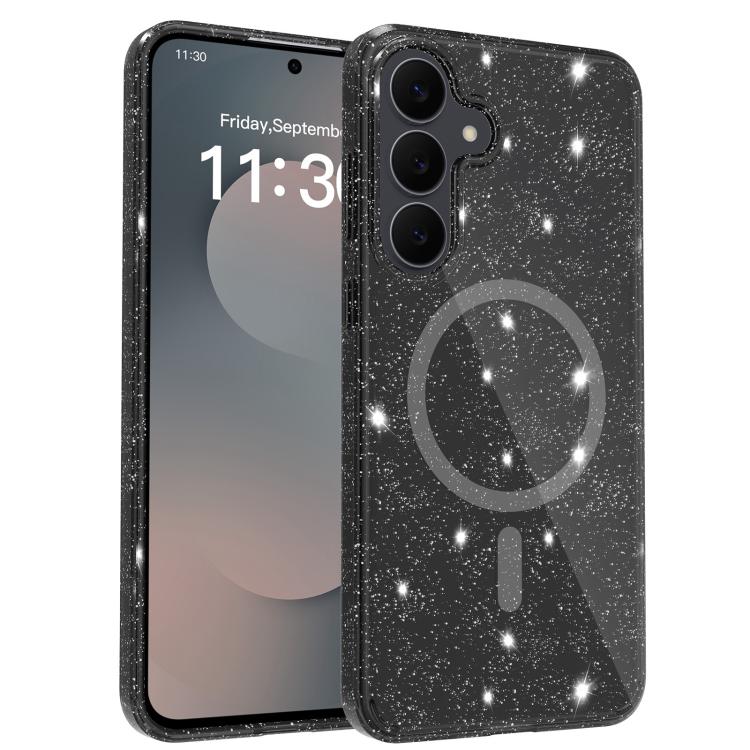 Custodia per telefono ibrida in PC e TPU con glitter trasparenti e magneti, For Samsung Galaxy S26+ 5G, For Samsung Galaxy S26 Ultra 5G, For Samsung Galaxy S26 5G, For Samsung Galaxy S25 FE 5G, For Samsung Galaxy S25 Ultra 5G