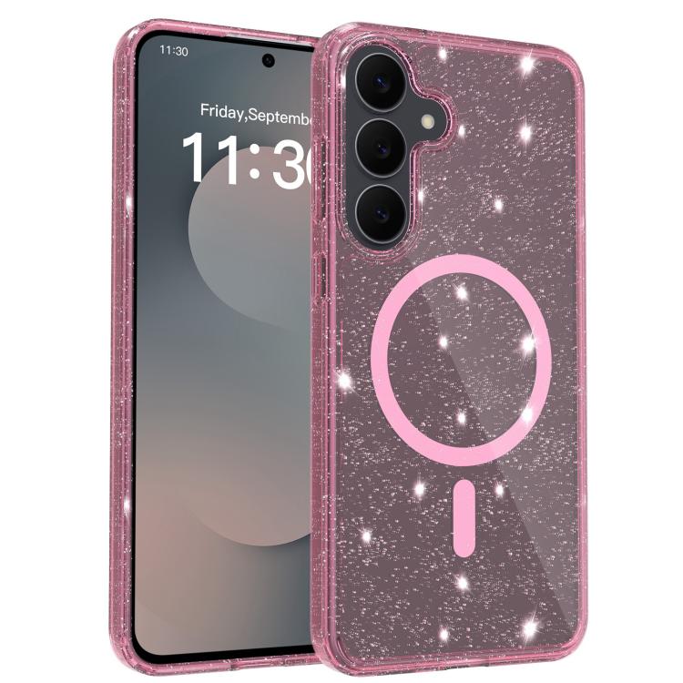 Custodia per telefono ibrida in PC e TPU con glitter trasparenti e magneti, For Samsung Galaxy S26+ 5G, For Samsung Galaxy S26 Ultra 5G, For Samsung Galaxy S26 5G, For Samsung Galaxy S25 FE 5G, For Samsung Galaxy S25 Ultra 5G