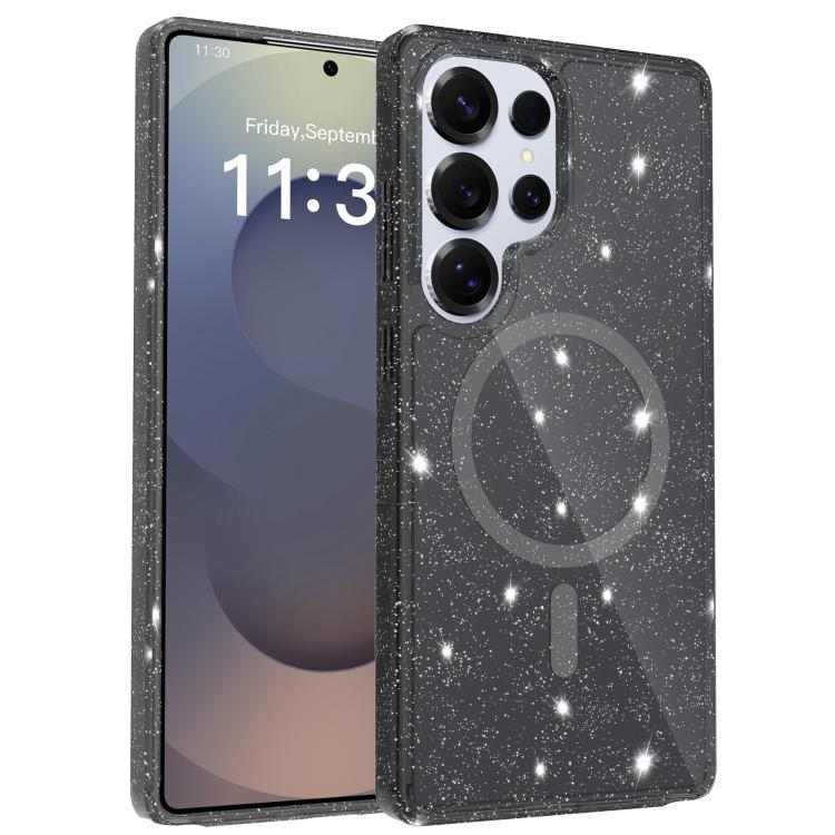 Custodia per telefono ibrida in PC e TPU con glitter trasparenti e magneti, For Samsung Galaxy S26+ 5G, For Samsung Galaxy S26 Ultra 5G, For Samsung Galaxy S26 5G, For Samsung Galaxy S25 FE 5G, For Samsung Galaxy S25 Ultra 5G