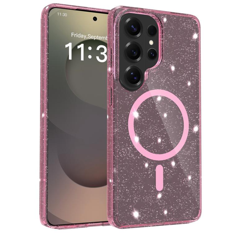 Custodia per telefono ibrida in PC e TPU con glitter trasparenti e magneti, For Samsung Galaxy S26+ 5G, For Samsung Galaxy S26 Ultra 5G, For Samsung Galaxy S26 5G, For Samsung Galaxy S25 FE 5G, For Samsung Galaxy S25 Ultra 5G