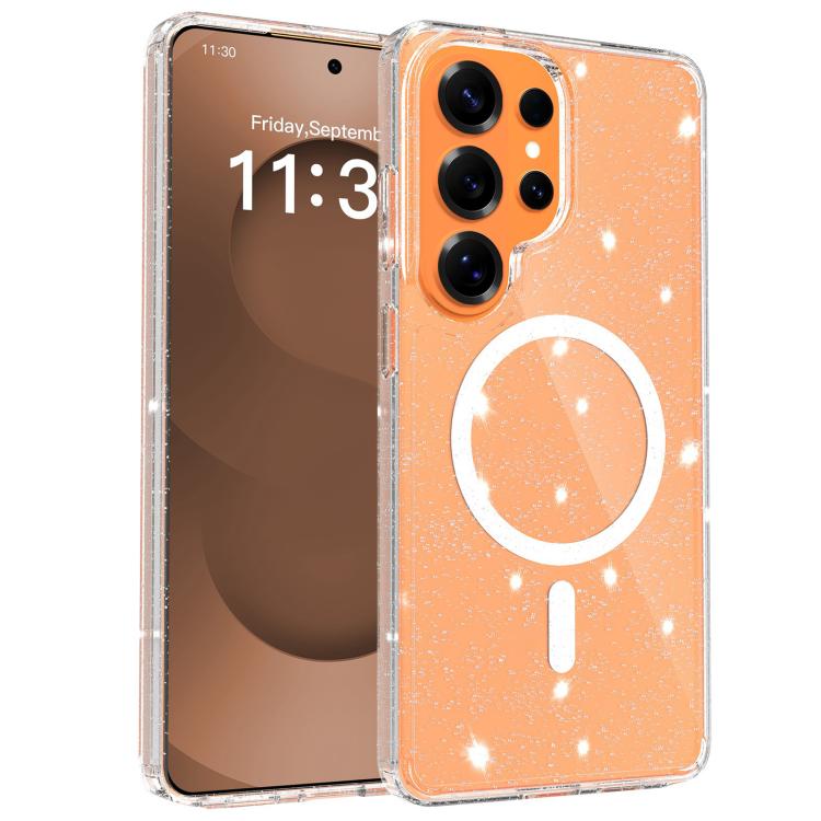 Custodia per telefono ibrida in PC e TPU con glitter trasparenti e magneti, For Samsung Galaxy S26+ 5G, For Samsung Galaxy S26 Ultra 5G, For Samsung Galaxy S26 5G, For Samsung Galaxy S25 FE 5G, For Samsung Galaxy S25 Ultra 5G