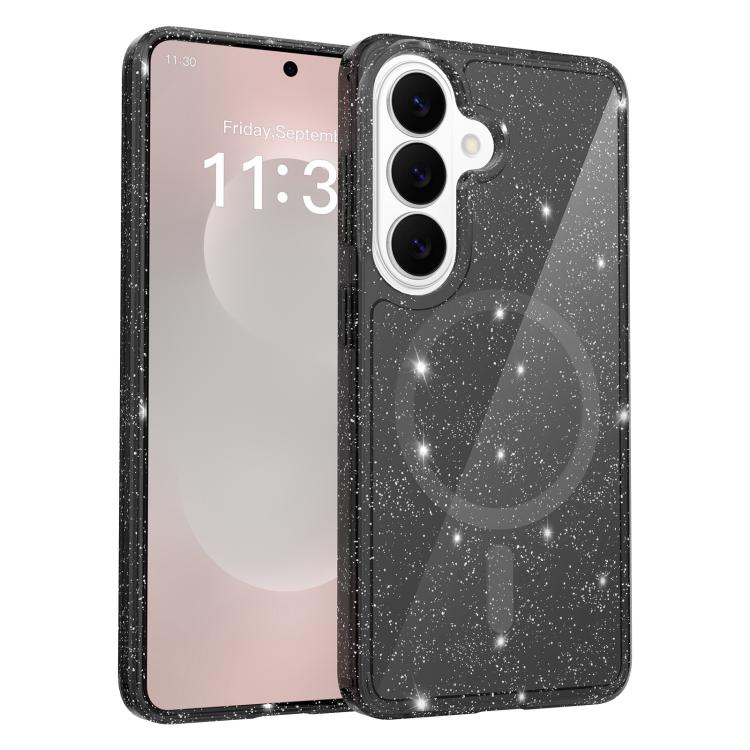 Custodia per telefono ibrida in PC e TPU con glitter trasparenti e magneti, For Samsung Galaxy S26+ 5G, For Samsung Galaxy S26 Ultra 5G, For Samsung Galaxy S26 5G, For Samsung Galaxy S25 FE 5G, For Samsung Galaxy S25 Ultra 5G