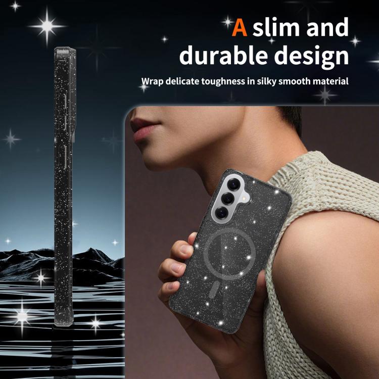 Custodia per telefono ibrida in PC e TPU con glitter trasparenti e magneti, For Samsung Galaxy S26+ 5G, For Samsung Galaxy S26 Ultra 5G, For Samsung Galaxy S26 5G, For Samsung Galaxy S25 FE 5G, For Samsung Galaxy S25 Ultra 5G