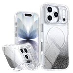 Custodia per telefono con cornice magnetica e supporto per obiettivo con effetto sfumato glitterato, For iPhone 17e / 16e, For iPhone 17 Pro Max, For iPhone 17 Pro, For iPhone 17
