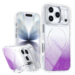 Custodia per telefono con cornice magnetica e supporto per obiettivo con effetto sfumato glitterato, For iPhone 17e / 16e, For iPhone 17 Pro Max, For iPhone 17 Pro, For iPhone 17