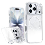 Custodia per telefono con cornice magnetica e supporto per obiettivo con effetto sfumato glitterato, For iPhone 17e / 16e, For iPhone 17 Pro Max, For iPhone 17 Pro, For iPhone 17
