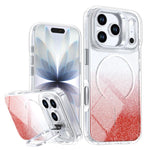 Custodia per telefono con cornice magnetica e supporto per obiettivo con effetto sfumato glitterato, For iPhone 17e / 16e, For iPhone 17 Pro Max, For iPhone 17 Pro, For iPhone 17