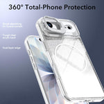 Custodia per telefono con cornice magnetica e supporto per obiettivo con effetto sfumato glitterato, For iPhone Air, For iPhone 16 Pro Max, For iPhone 16 Pro, For iPhone 16 Plus