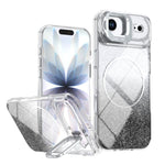 Custodia per telefono con cornice magnetica e supporto per obiettivo con effetto sfumato glitterato, For iPhone Air, For iPhone 16 Pro Max, For iPhone 16 Pro, For iPhone 16 Plus