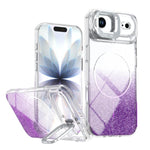 Custodia per telefono con cornice magnetica e supporto per obiettivo con effetto sfumato glitterato, For iPhone Air, For iPhone 16 Pro Max, For iPhone 16 Pro, For iPhone 16 Plus
