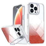 Custodia per telefono con cornice magnetica e supporto per obiettivo con effetto sfumato glitterato, For iPhone Air, For iPhone 16 Pro Max, For iPhone 16 Pro, For iPhone 16 Plus